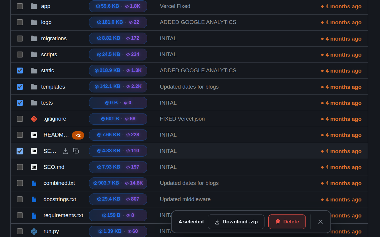 GitHub file row with copy-to-clipboard icon button visible on hover